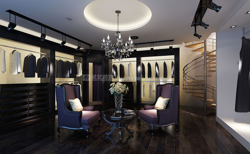 古攝影婚紗店裝修之男裝區(qū)設(shè)計效果圖