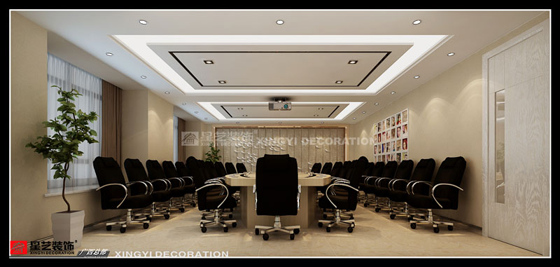華西商貿(mào)城辦公樓裝修大會(huì)議室設(shè)計(jì)效果第二張