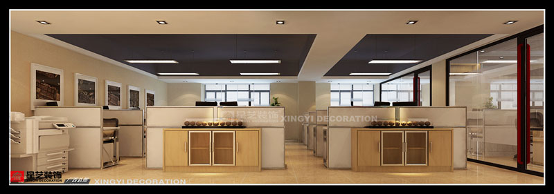 華西商貿(mào)城辦公樓裝修員工辦公區(qū)設(shè)計(jì)效果第二張