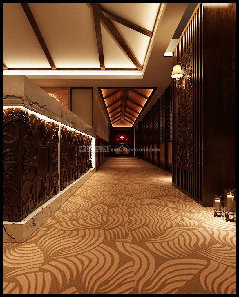  維也納國際酒店水療會(huì)所裝修過道設(shè)計(jì)效果圖