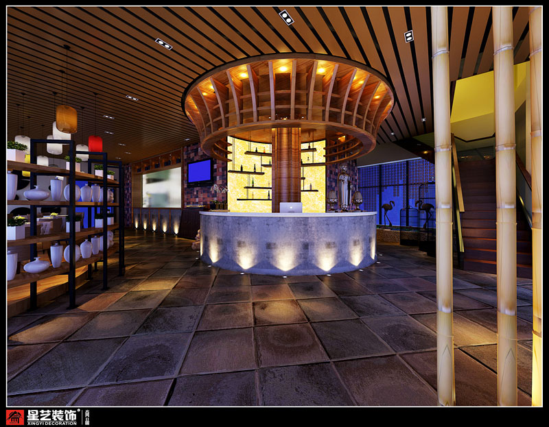 柳州東堤酒吧裝修首層餐廳設(shè)計(jì)效果02