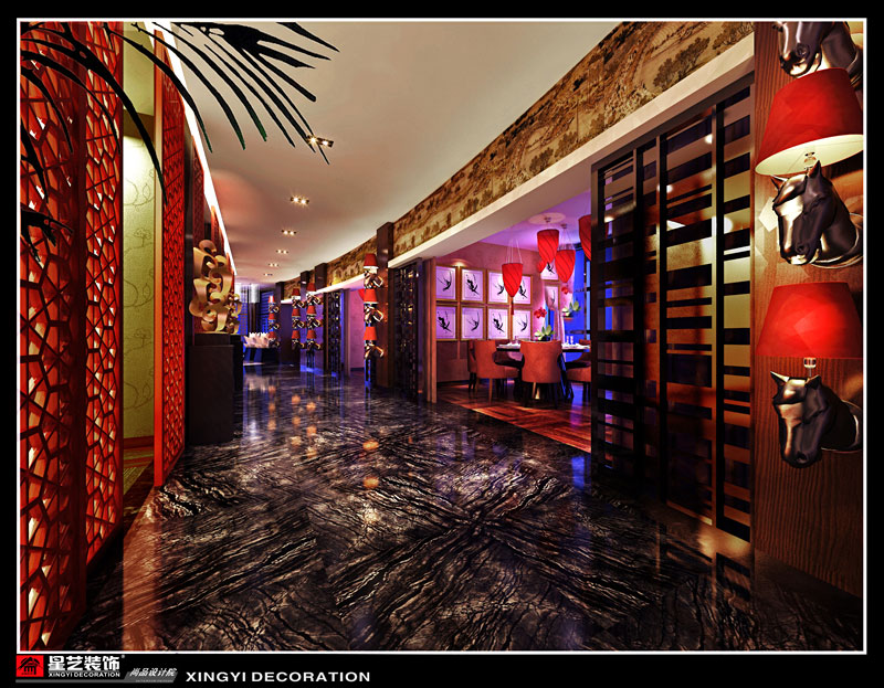 柳州東堤酒吧裝修第二層餐廳設(shè)計(jì)效果01