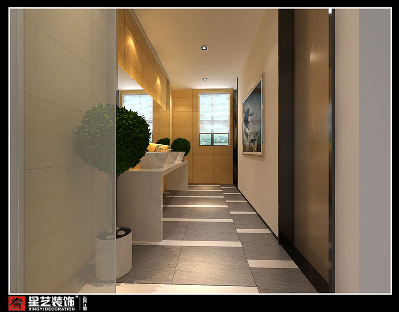 廣西中青旅辦公室衛(wèi)生間過道裝修設計效果