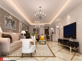 凱悅國際142平歐式風(fēng)格客廳設(shè)計(jì)效果