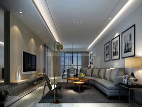 盛天東郡135平現(xiàn)代簡約客廳設(shè)計效果