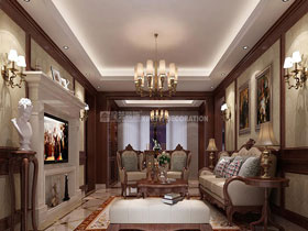 盛天東郡138平混搭風(fēng)格客廳設(shè)計效果