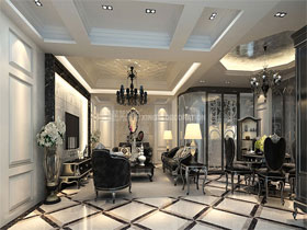 領(lǐng)世郡一號178平新古典客廳設(shè)計效果