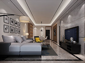 時(shí)代茗城98平現(xiàn)代簡(jiǎn)約客廳裝修設(shè)計(jì)效果