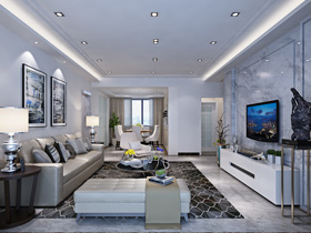 天昌東盟中央城160平現(xiàn)代簡(jiǎn)歐客廳設(shè)計(jì)效果圖