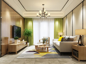 霖峰壹號(hào)88平港式風(fēng)格客廳裝修設(shè)計(jì)效果