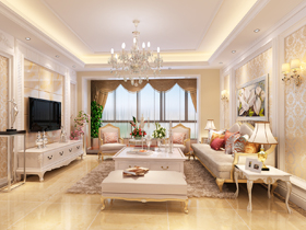 瀚林君庭140平歐式客廳裝修設(shè)計(jì)效果圖