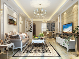 瀚林新城110平歐式客廳裝修設(shè)計效果圖