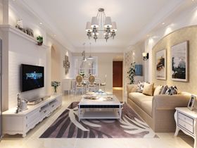 瀚林新城90平歐式客廳裝修設(shè)計(jì)效果圖