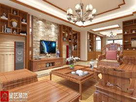 海茵國際花城120平中式客廳裝修設(shè)計(jì)效果圖