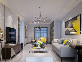 塞納右岸南區(qū)118平客廳現(xiàn)代簡(jiǎn)約裝修效果圖