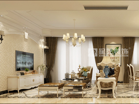 霖峰壹號(hào)119平歐式客廳裝修效果圖