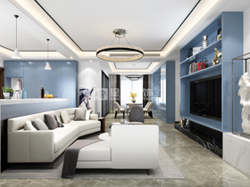 雍景灣143平客廳現(xiàn)代簡約裝修效果圖