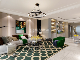 江灣山語城159平現(xiàn)代簡約客廳裝修效果圖