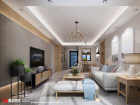 金悅瀾灣106平現(xiàn)代簡約客廳裝修效果圖