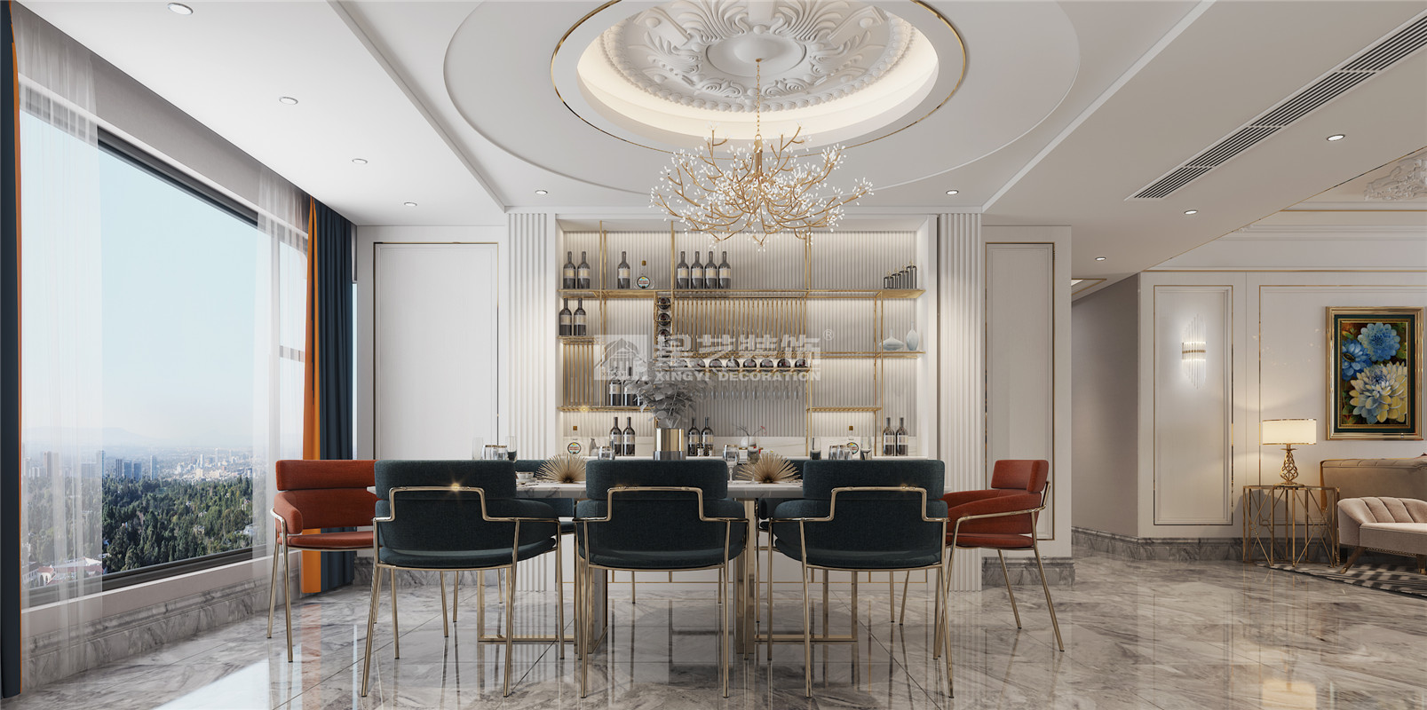 華發(fā)國賓壹號240平裝修案例